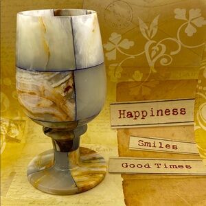 Handcrafted Natural Stone Onyx Marble Goblet Wine Glass Brandy Sniffer